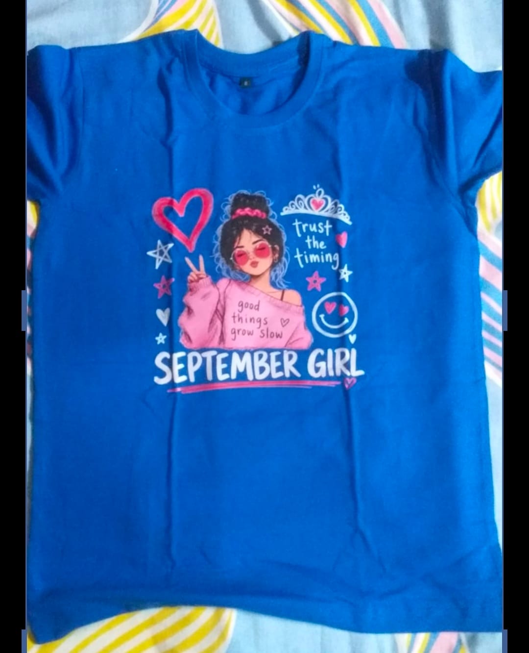 Customer photo review of Trust the Timing of September Girl an exclusive Premium Birthday T-shirt