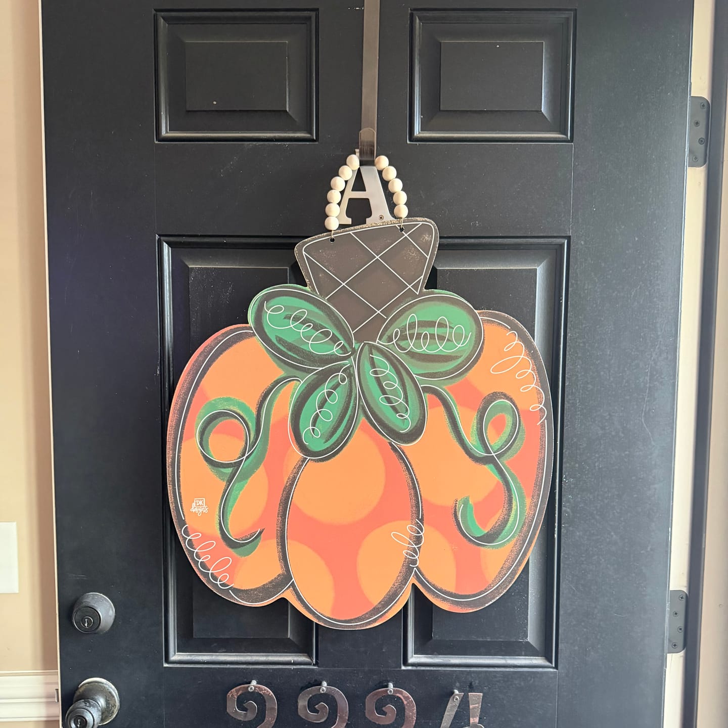 Customer photo review of Polka Dot Pumpkin Door Hanger