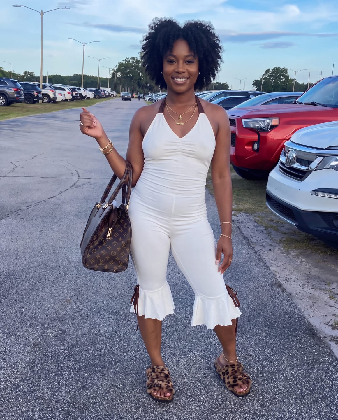 Customer photo review of Backless Bow Halter Jumpsuit