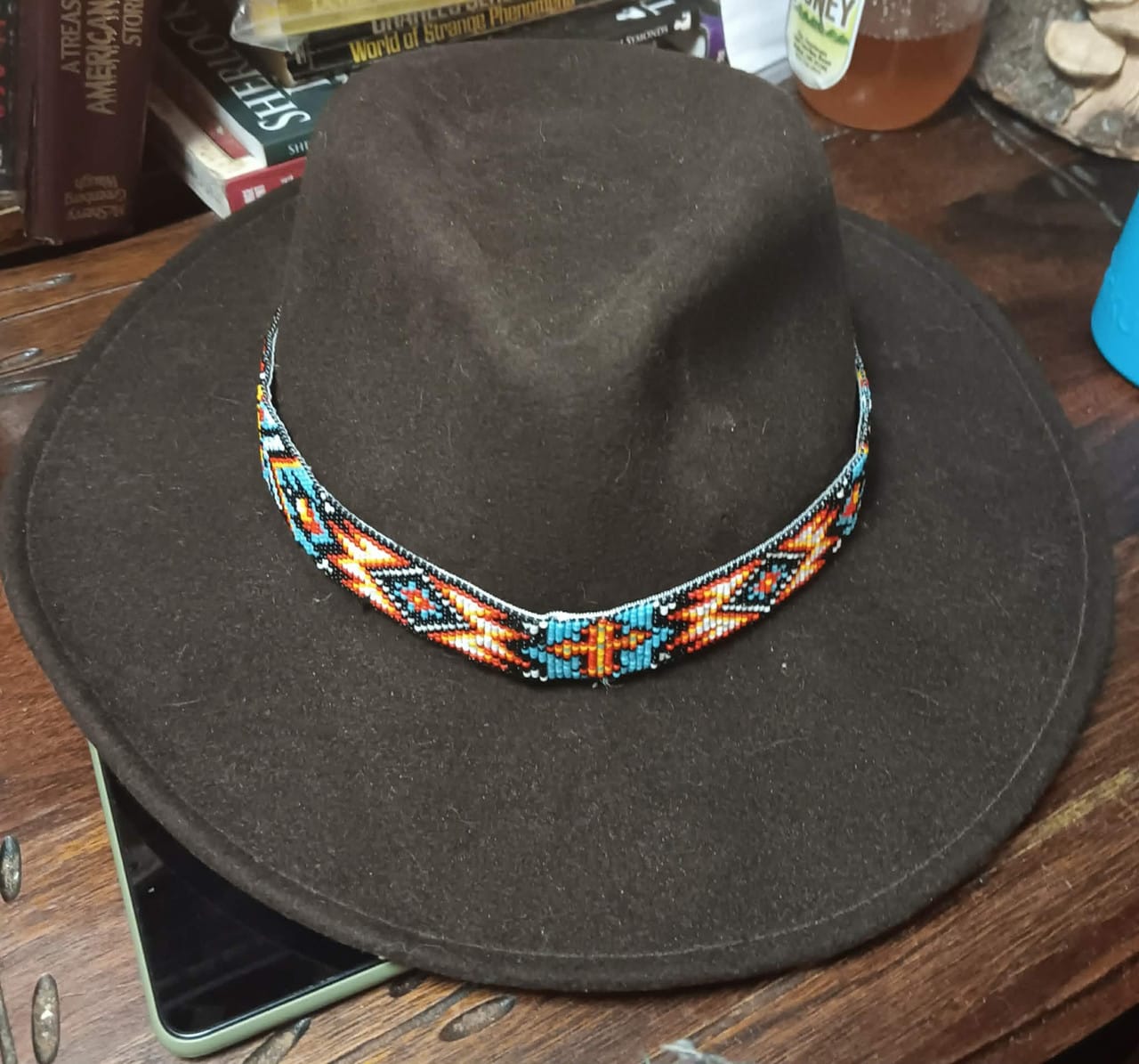 Customer photo review of Arrow Blue Hat Band Loom Digital Bead Pattern