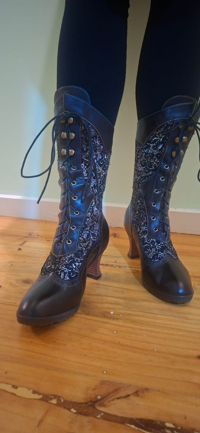 Customer photo review of Victorian Elegance Mid-Calf Boots