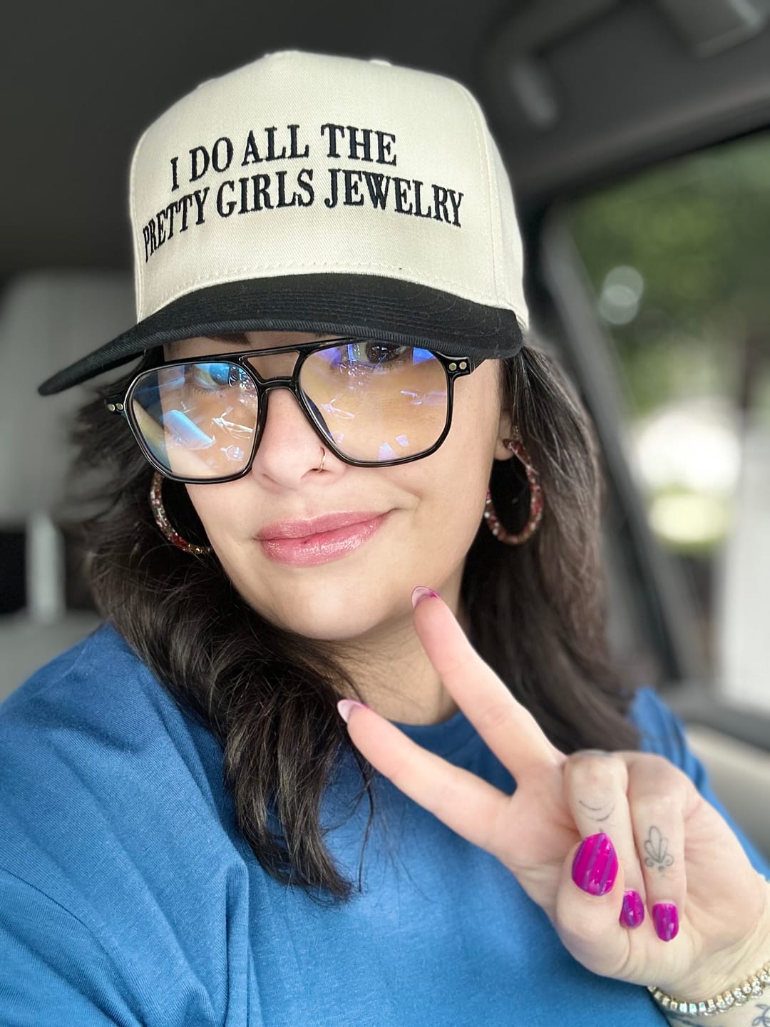 Customer photo review of I do all the pretty girls jewelry- Trucker Hat