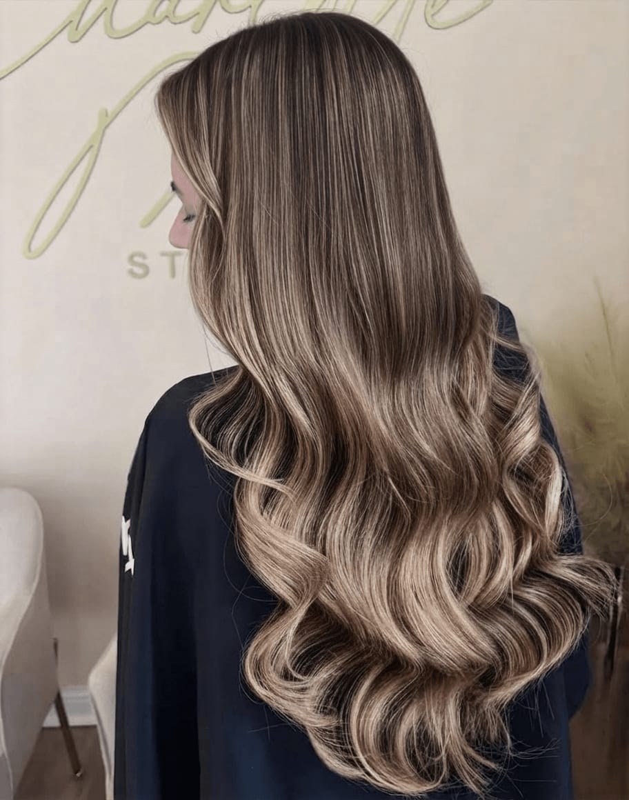 Customer photo review of Virgin Hair Genius Weft Brazilian Invisible Hair Weft Balayage (#BM)