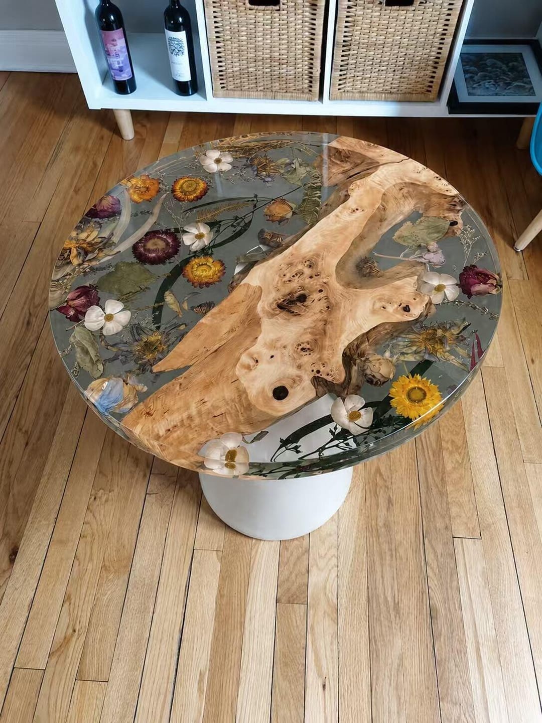 Customer photo review of Pressed Floral Epoxy Side Table
