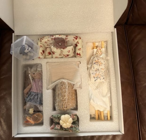 Customer photo review of 1:12 Scale Dollhouse Miniature Room Box - Rainy Day Fort in the Living Room