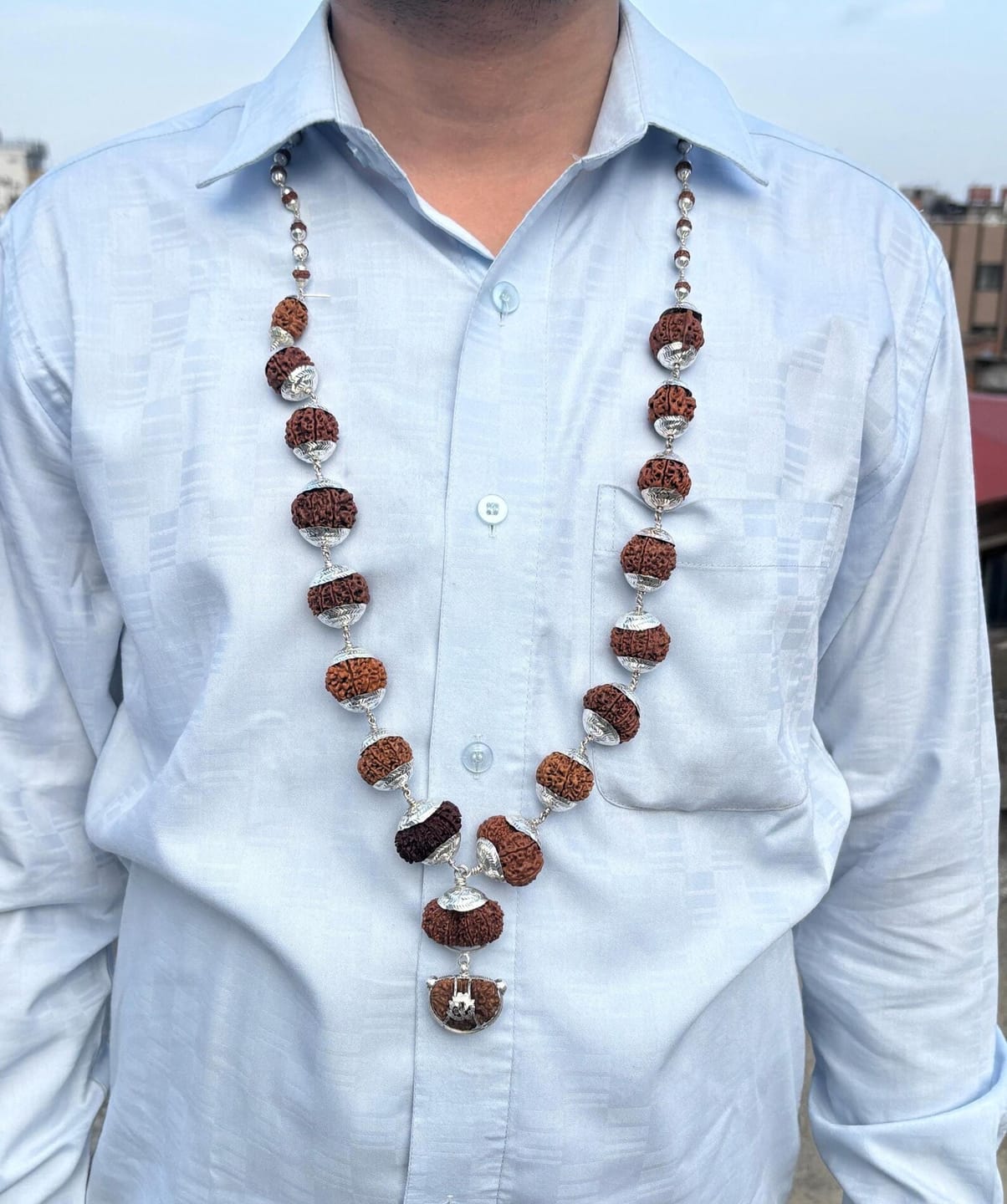 Customer photo review of 1–14 Mukhi Rudraksha Mala – Nepal Origin | With Ganesh Mukhi & Gaurishankar