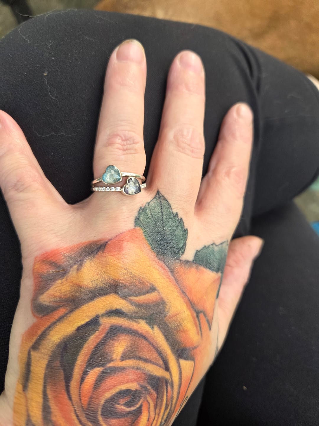Customer photo review of Double Heart Cremation Ring