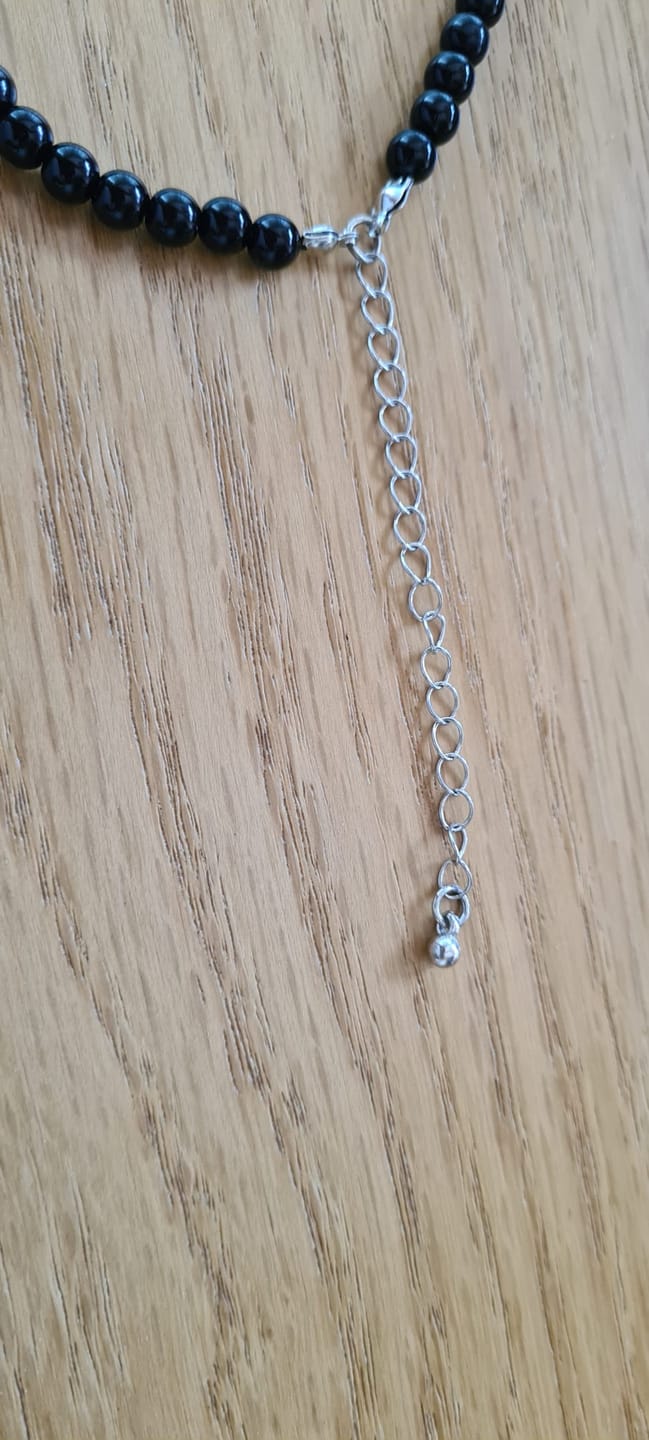 Customer photo review of Collier pour homme en perles de pierre naturelle d'onyx noir Olivenorma