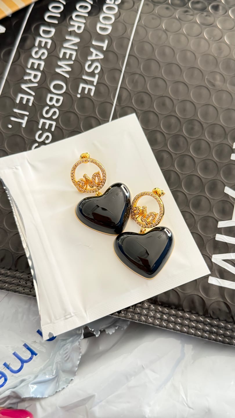 Customer photo review of Black Era Adore Gold Earrings