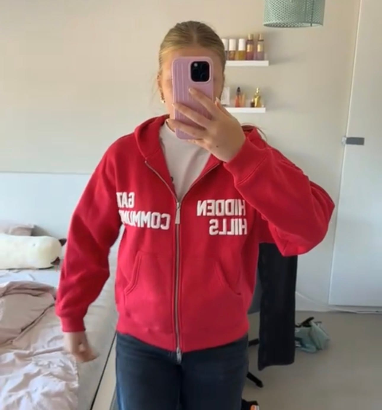 Customer photo review of GATED COMMUNITY ZIP HOODIE RASPBERRY RED