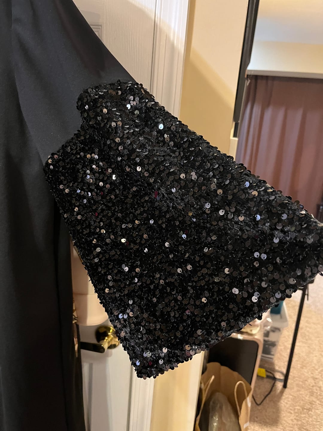 Customer photo review of Black Sequin on Velvet