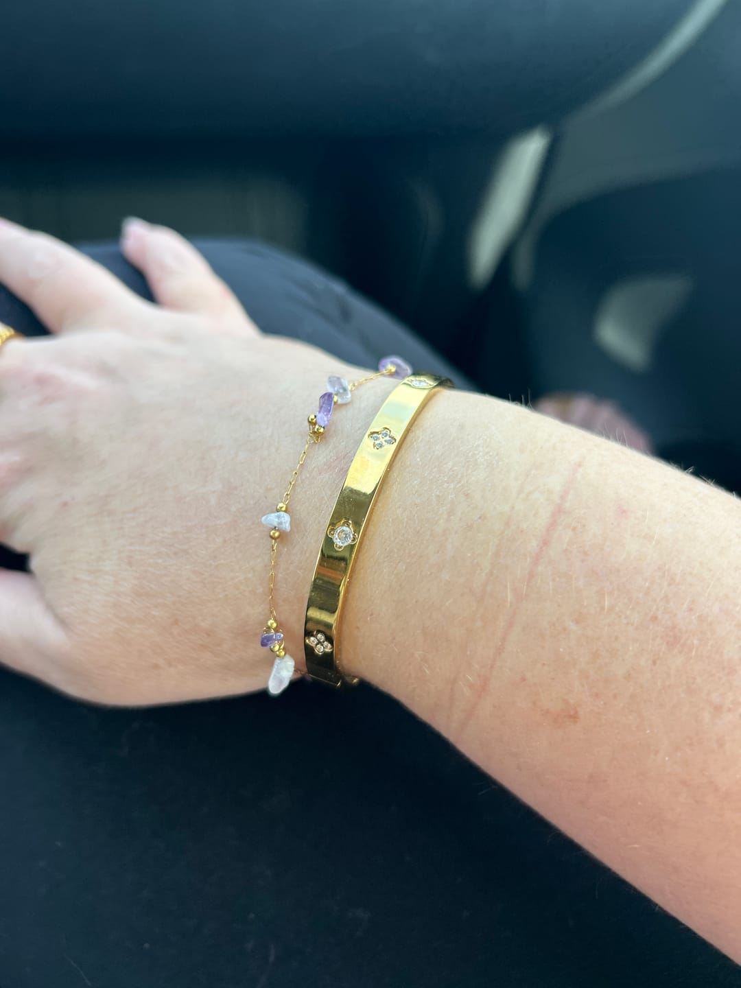 Customer photo review of Amethyst Stone Anklet