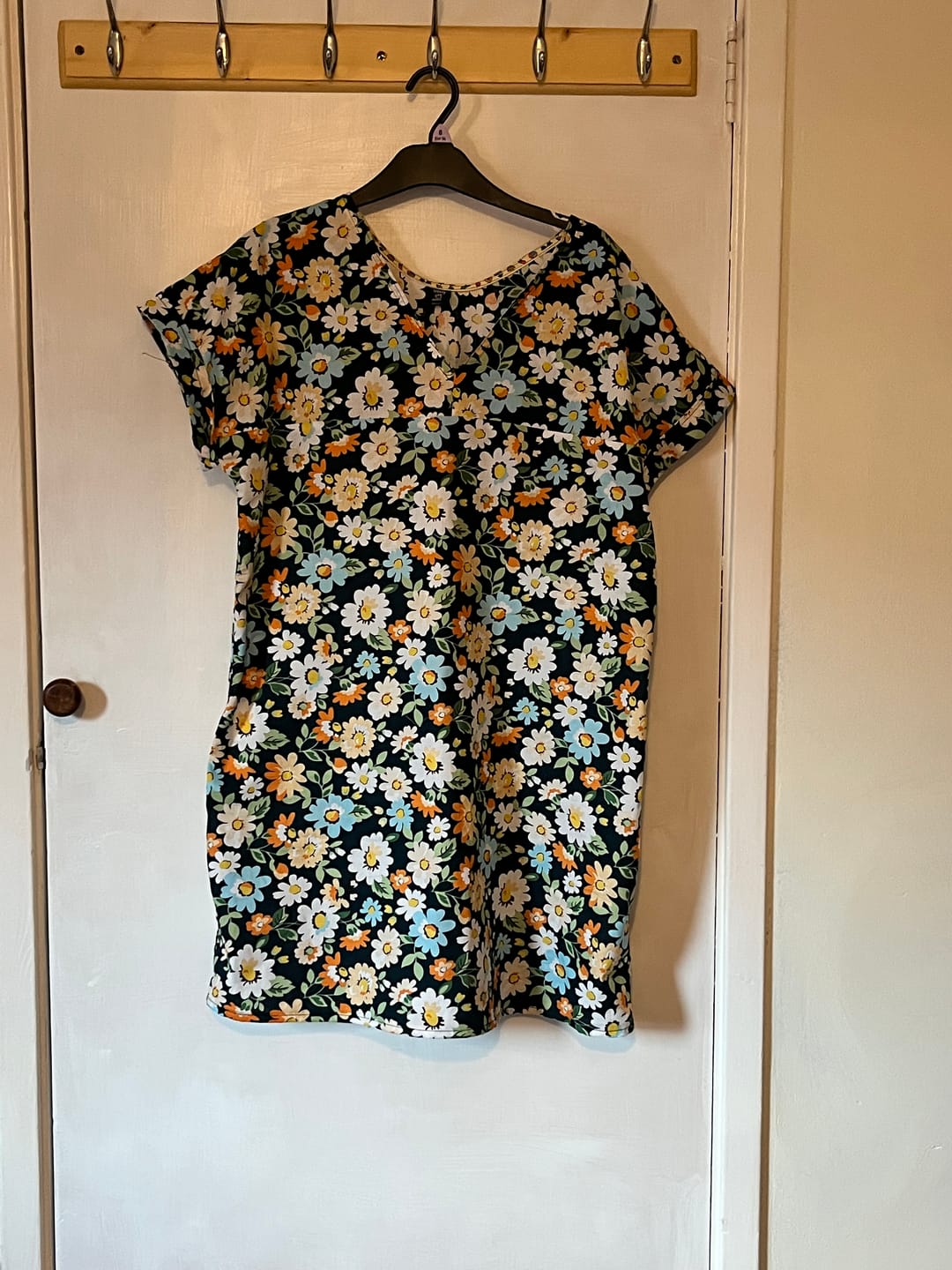 Customer photo review of Blue, Orange and White Floral Cotton Poplin Fabric