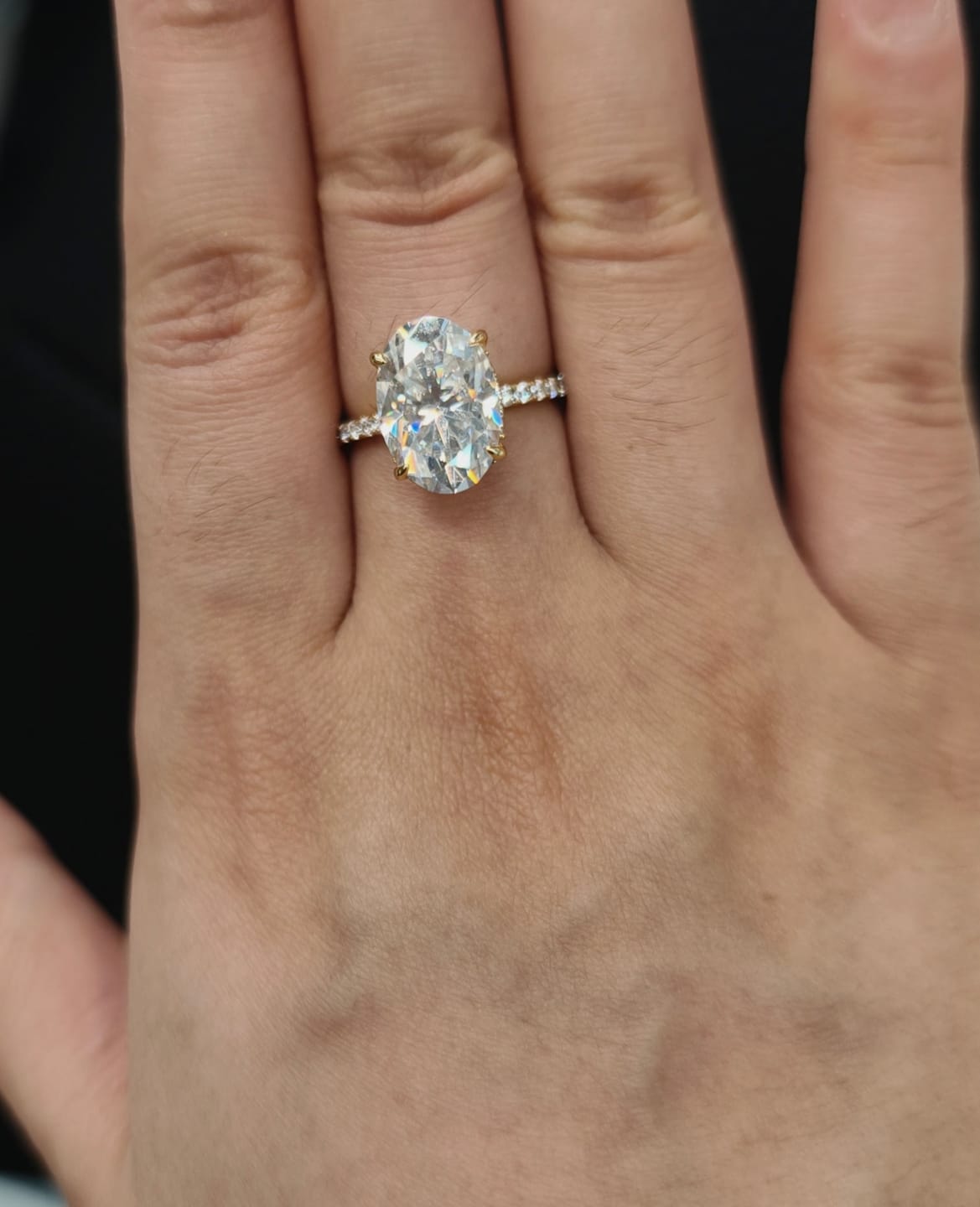 Customer photo review of S925 Moissanite 2.0 Ct~5.5 Ct Pavé Oval Cut Engagement Rings For Women