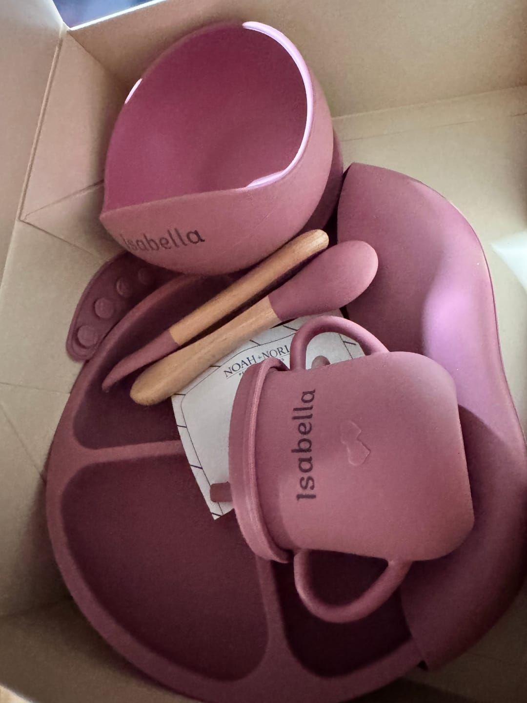 Customer photo review of Noah + Nori™ Personalized Baby Feeding Set