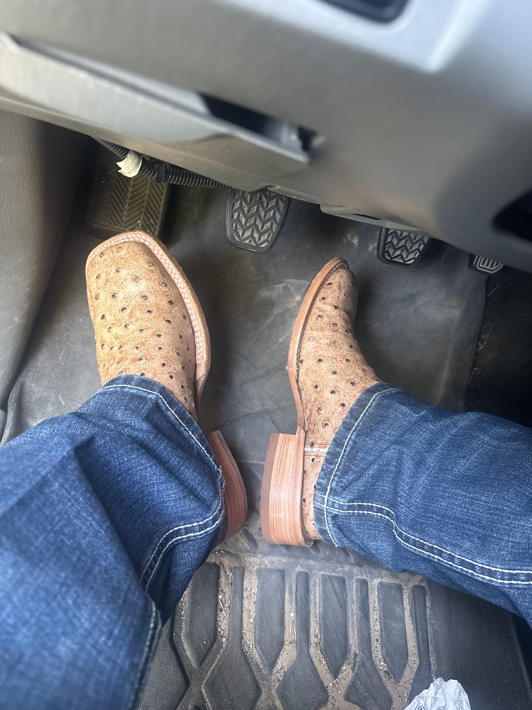Customer photo review of Orix Ostrich Leather Boots - Square Toe