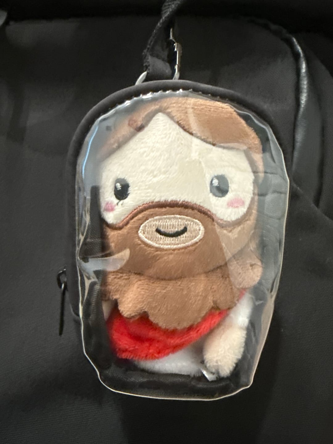 Customer photo review of Mini Jesus Plush Bag Charm | Christian Keychain & Gift