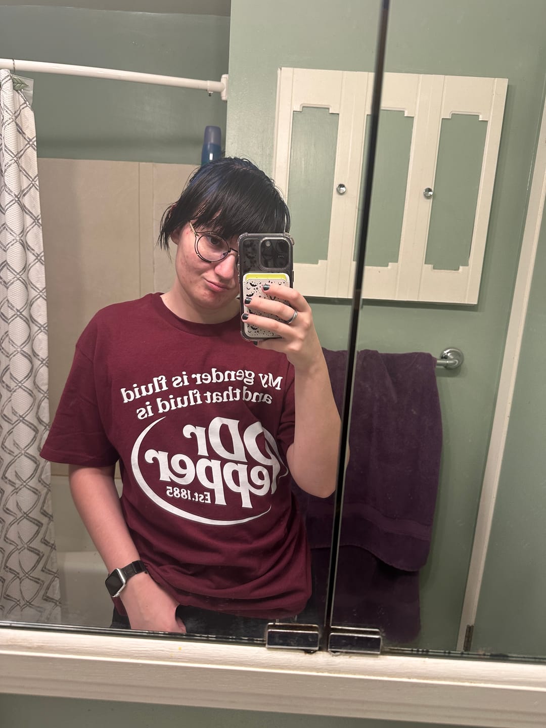 Customer photo review of My Gender is Fluid and That Fluid Is Dr.Pepper Shirt