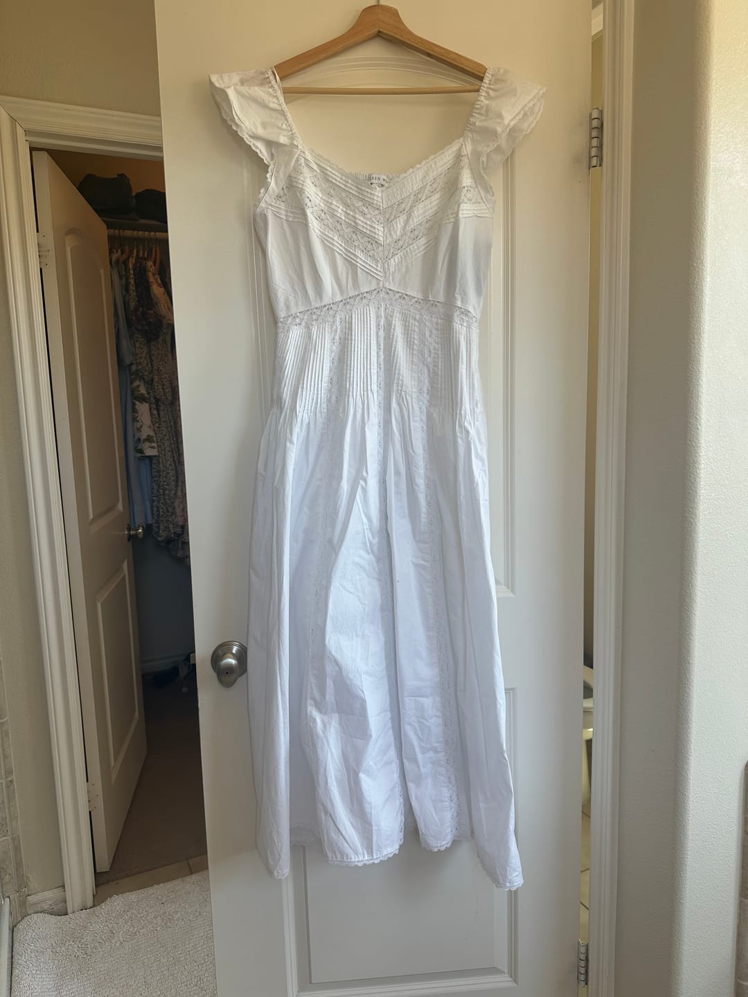 Customer photo review of The "Carmela" Soft White Cotton Maxi Dress