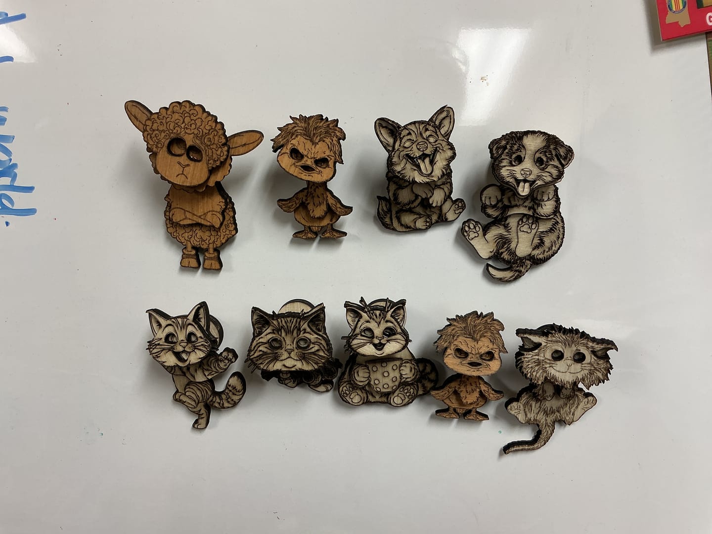Customer photo review of 10 Cats Dogs Fridge Magnet SVG Laser Cut File