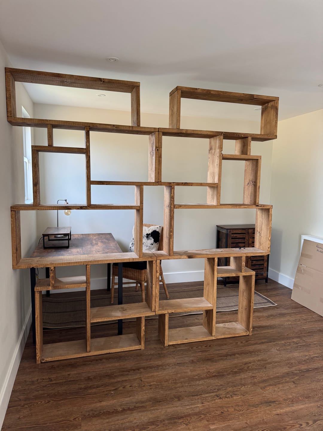 Customer photo review of Solid Wood Box Bookcase & Shelving Unit - Modular Storage Organizer - Boxes