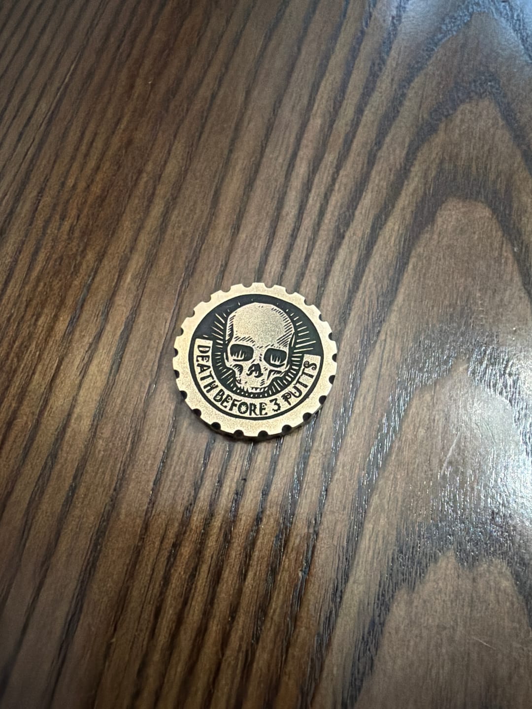 Customer photo review of Death Before 3 Putts - Brass EDC Marker