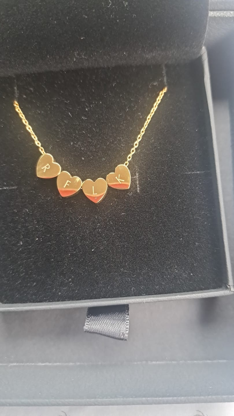 Customer photo review of Amo Heart Quadruple Bead Necklace in Gold