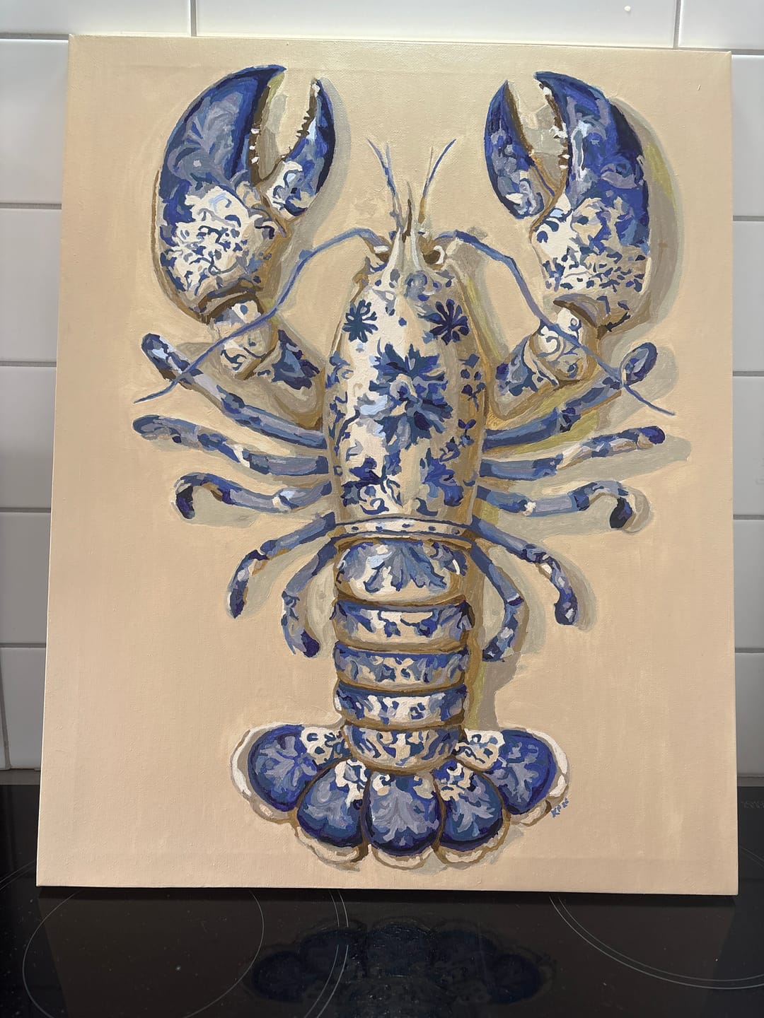 Customer photo review of Delft Lobster | Paint by Number