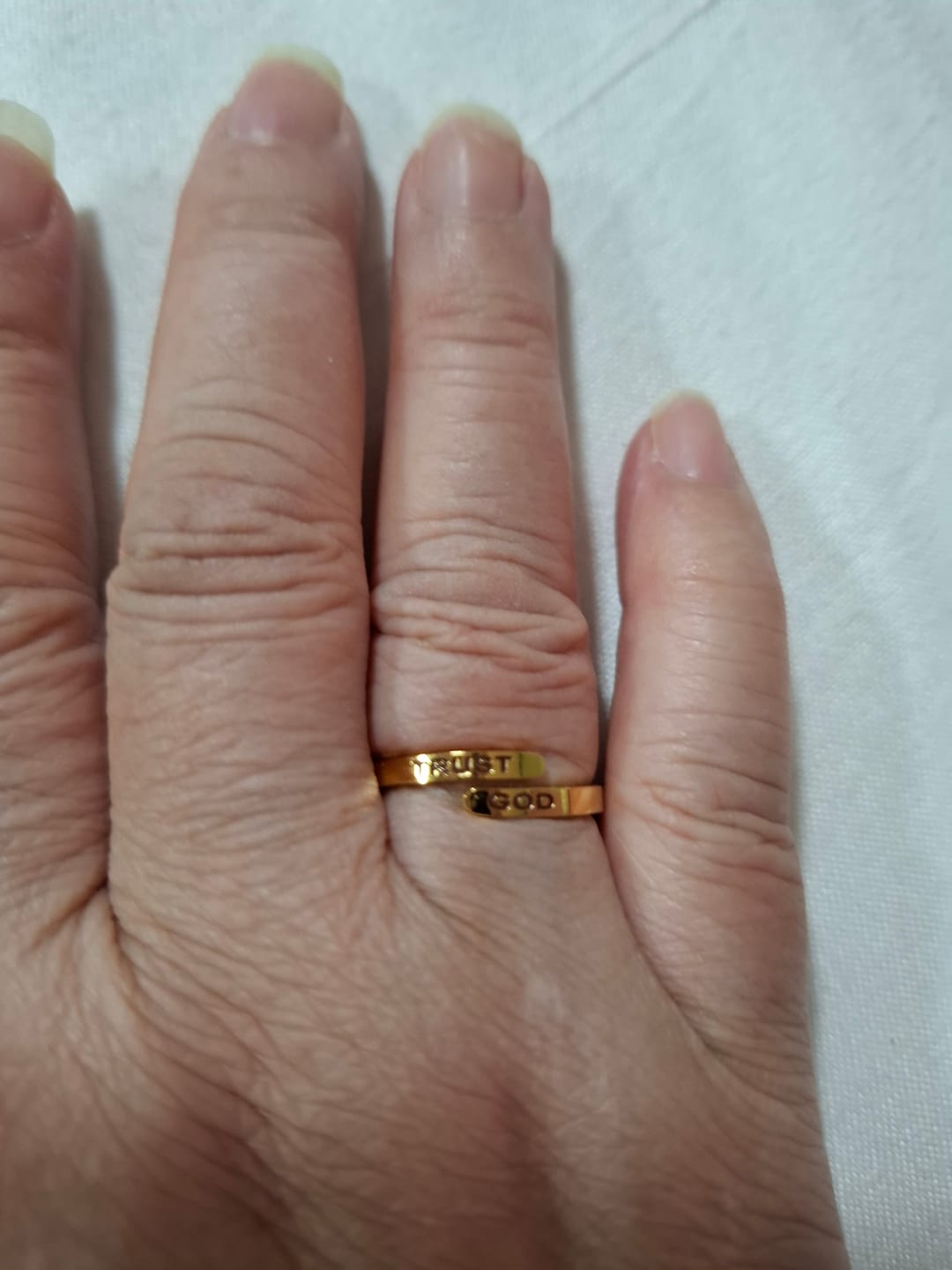 Customer photo review of Gold Trust God Ring (Adjustable size)