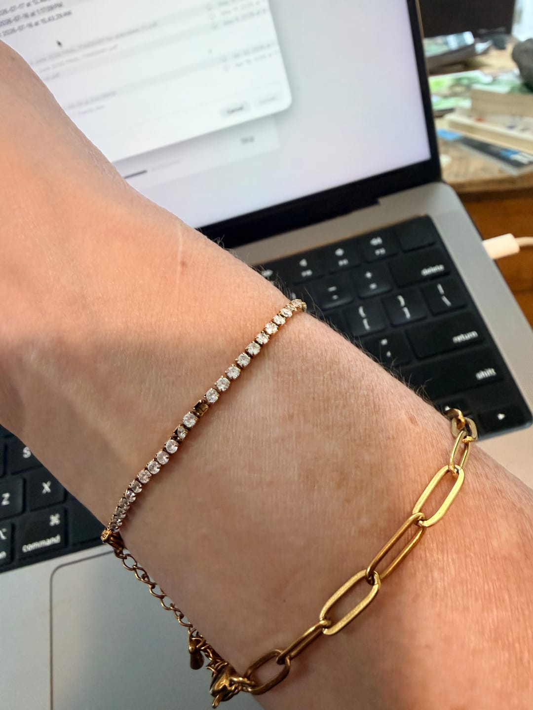Customer photo review of Cordelia Gold Tennis Bracelet