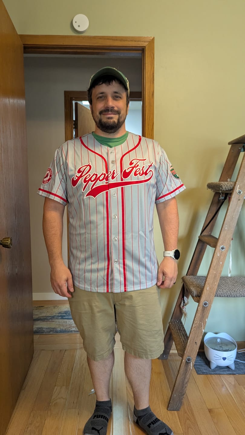 Customer photo review of Custom Gray Red-White Stripe Fashion Authentic Baseball Jersey