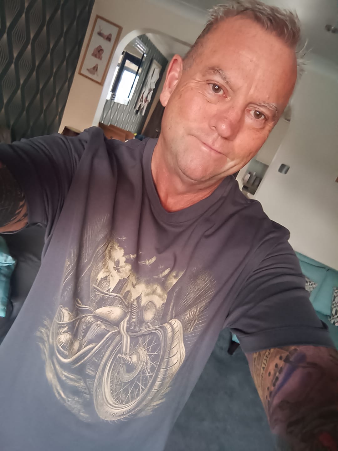Customer photo review of Bobber Low Angle Motorcycle T-Shirt