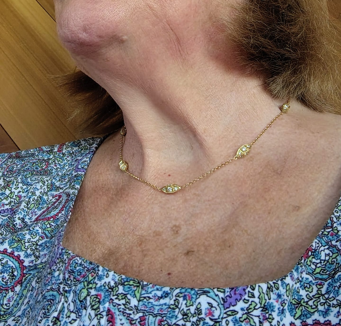 Customer photo review of 2.20ctw Vintage Diamond Station Necklace, Italian