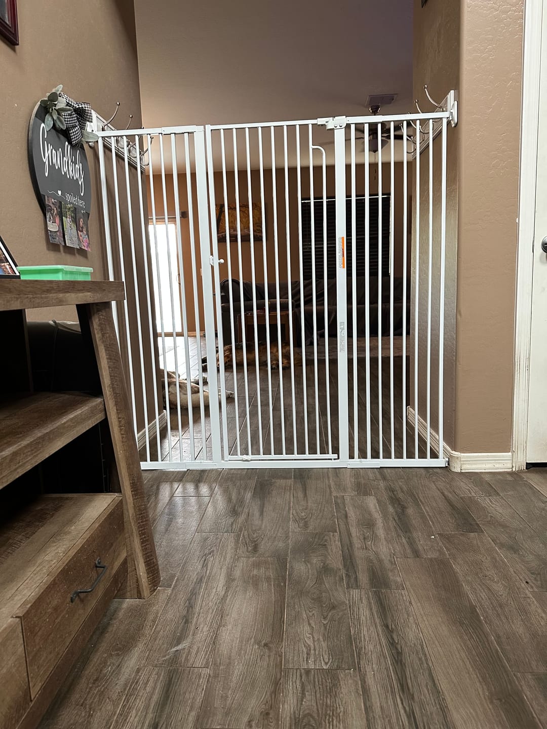 Customer photo review of FairyBaby 57" Extra Tall Pet Gate for  Big Dogs and Curious Climbers