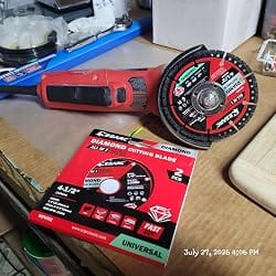 Customer photo review of Multi-Purpose Diamond Saw Blades 2 Pack, Indestructible diamond cutting wheel for metal, tile, concrete