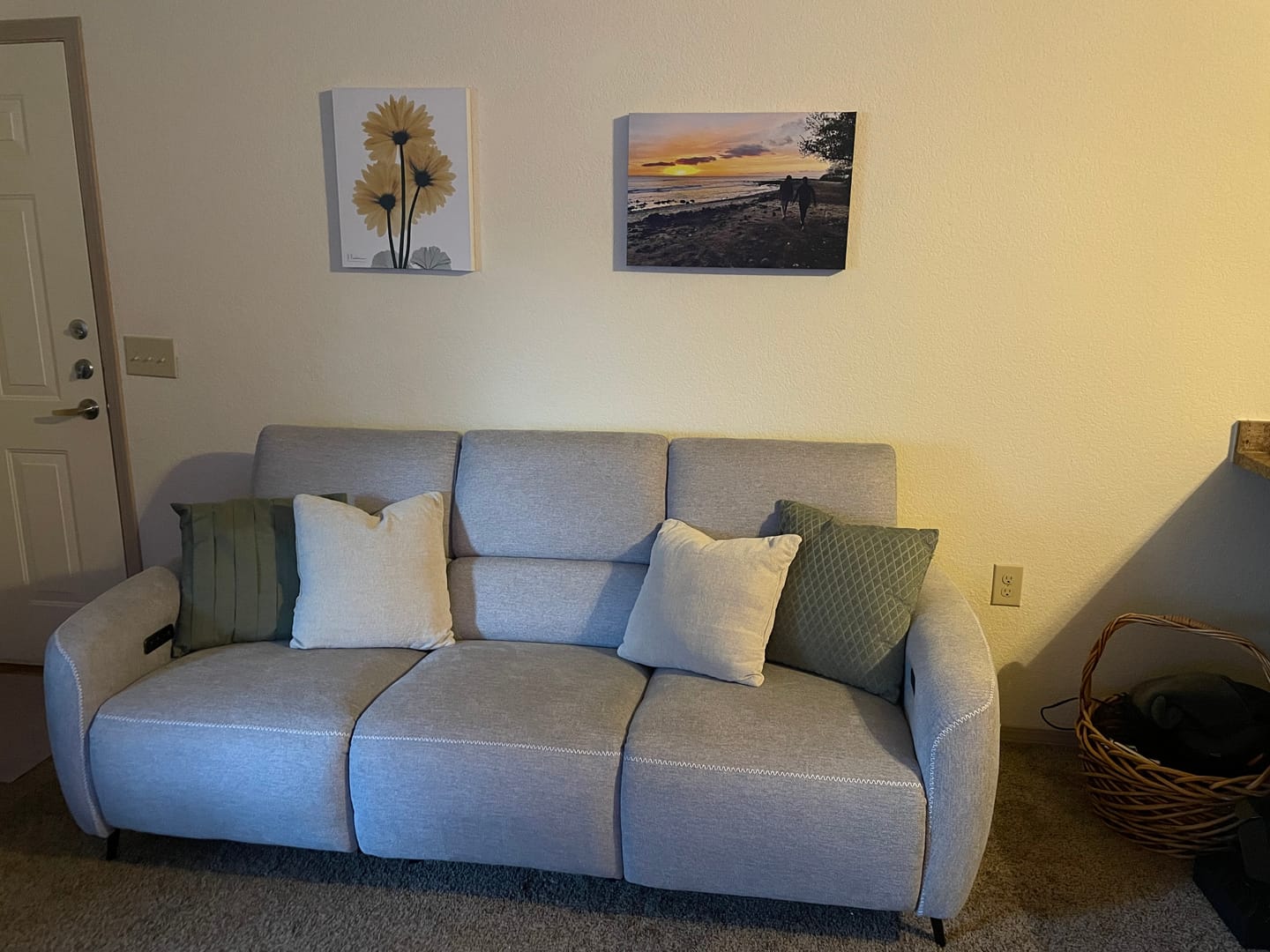 Customer photo review of 3 Seater Power Wall Hugger Fabric Recliner Sofa Classic Edition