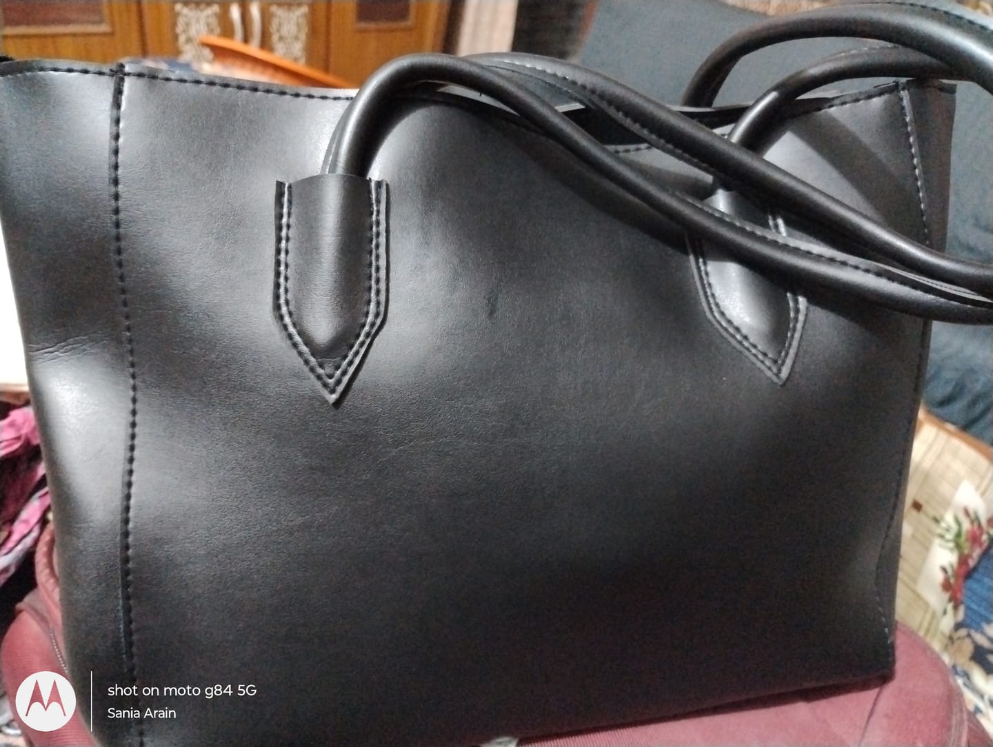 Customer photo review of Carla Shoulder Tote Black (Zip Closure )