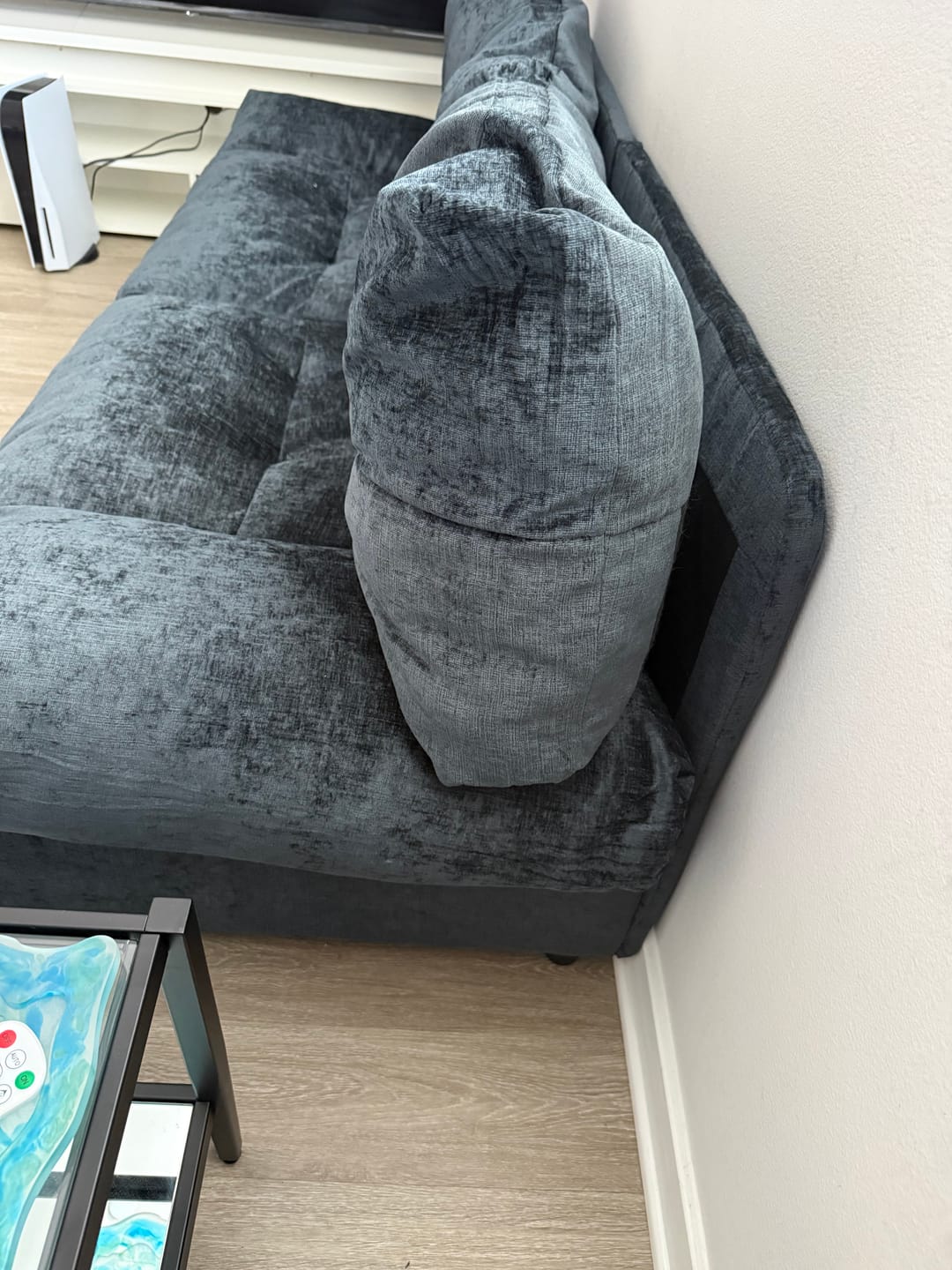 Customer photo review of HOMREST 80 Inch Chenille Cloud Sofa Loveseat, Deep Seat Couch with Pillow Armrests, Dark Grey