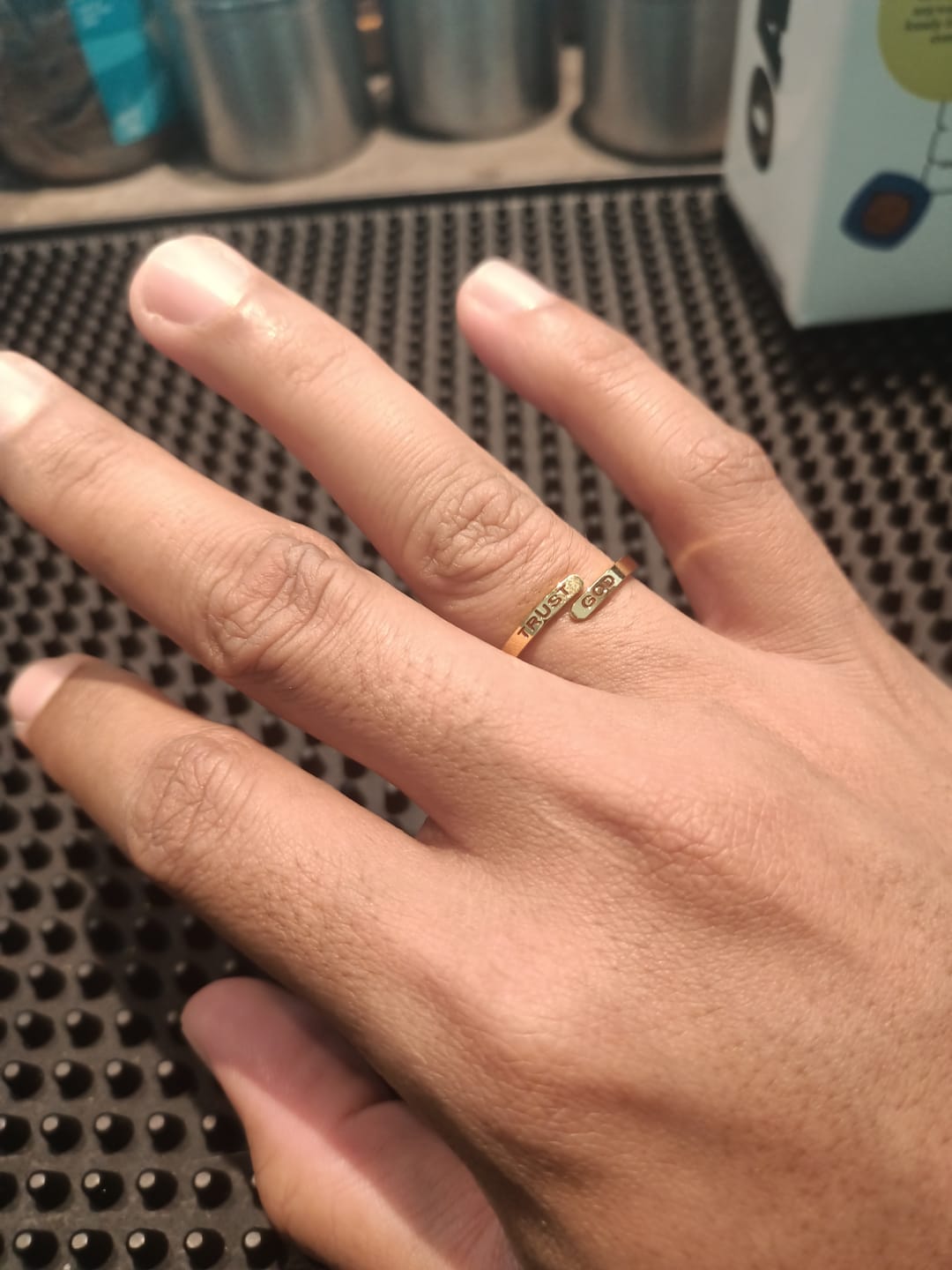 Customer photo review of Gold Trust God Ring (Adjustable size)