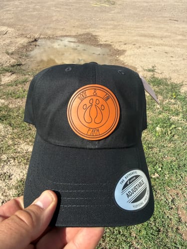 Customer photo review of Premium Custom Leather Patch Hats (Wholesale)