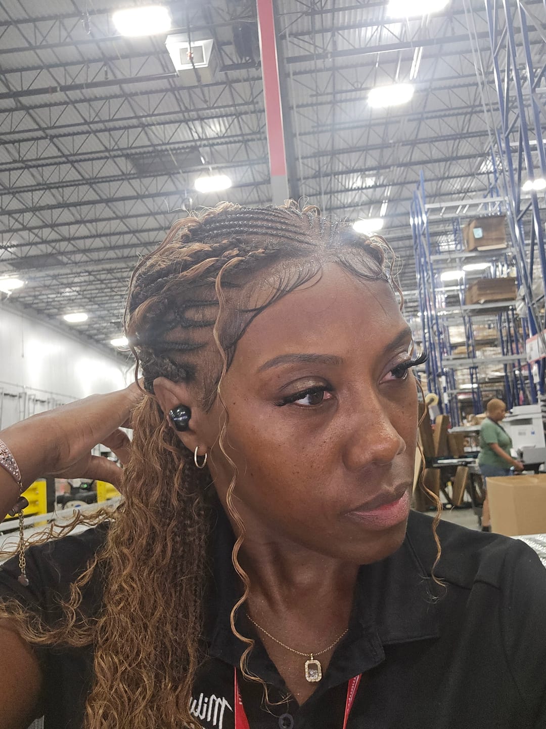 Customer photo review of Avery - Fulani 2 Steps Pre Bleached Full lace Cornrow Human Hair Curls Boho Box Braided Wig