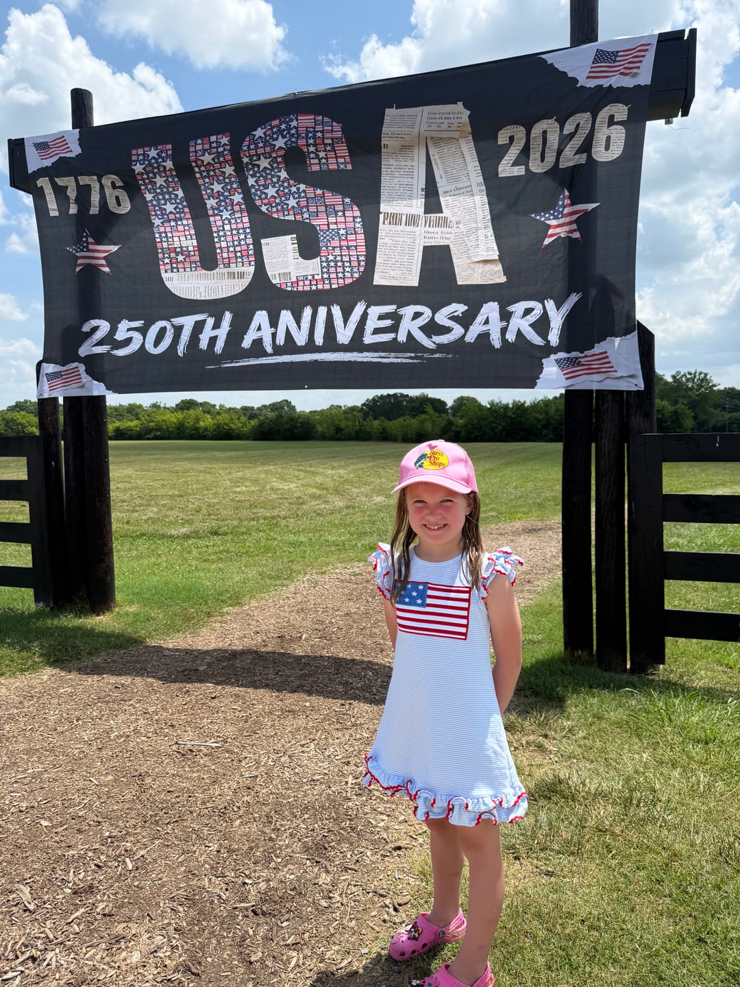 Customer photo review of Flag Applique Light Blue Stripe Milly Dress