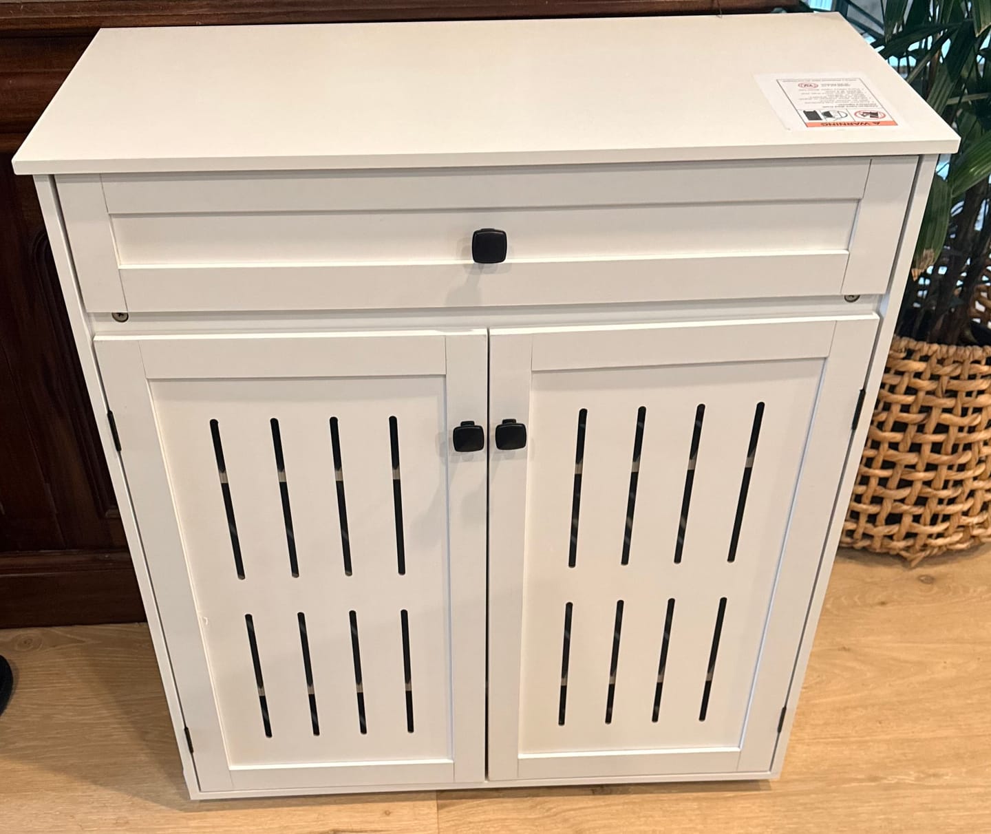 Customer photo review of Shoe Cabinet 4-Tier Door Entryway Storage Rack Organizer Cupboard White
