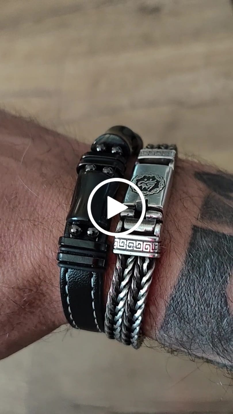 Customer video review of Buddha Stones Tiger Eye Three Bamboo Stone Protection Power Leather Bracelet