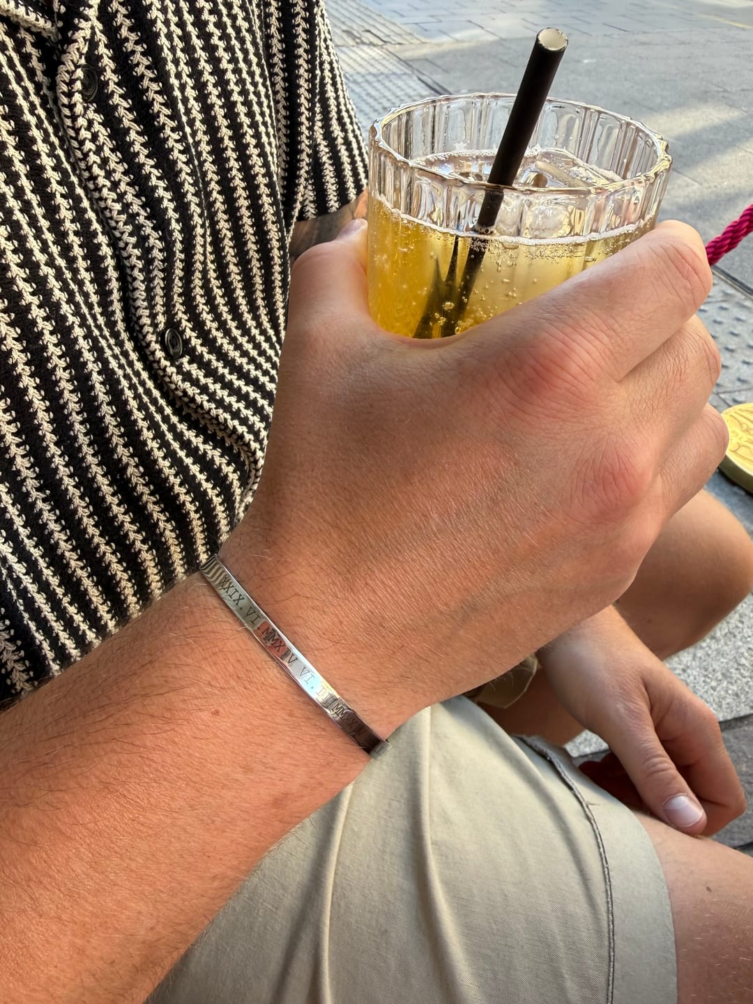 Customer photo review of Silver Personalised Cuff Bracelet