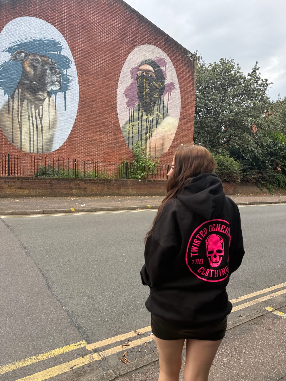 Customer photo review of Twisted Generation Skull Hoodie - Black & Hot Pink - Unisex