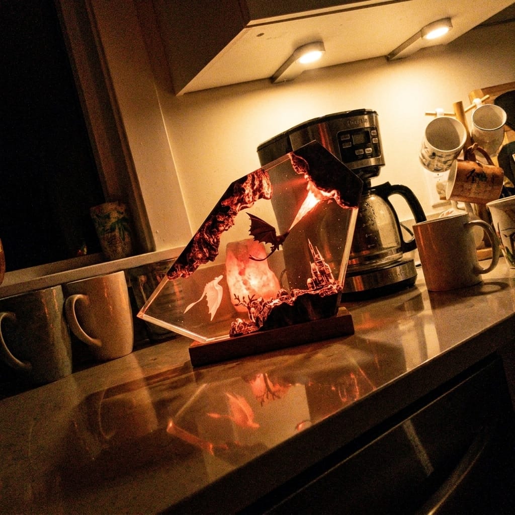 Customer photo review of Dragon Glow - El Yapımı LED Reçine Gece Lambası