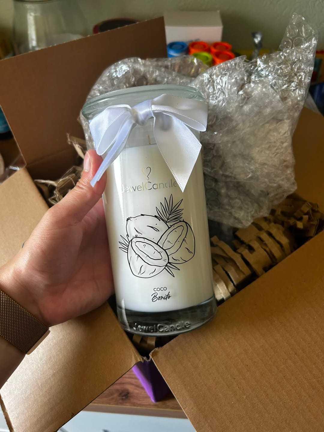 Customer photo review of Juwelkerze Coco Bonito mit Halskette silber