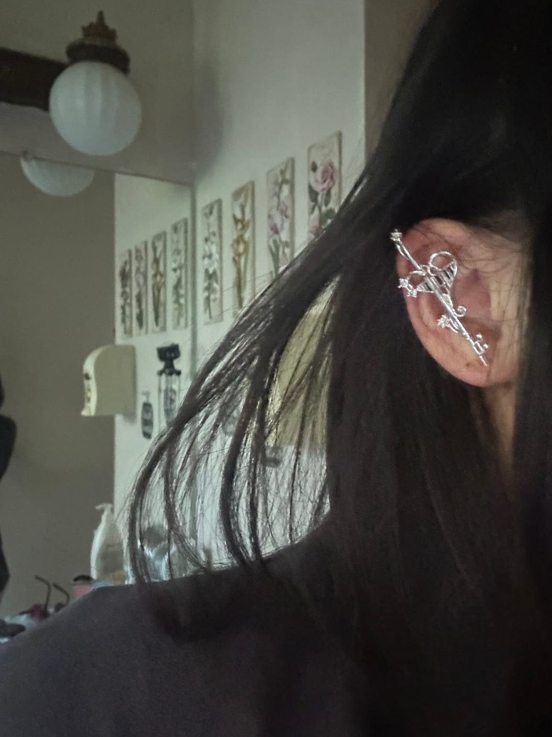 Customer photo review of Piano Keys Platinum Plating Piano Music Note Needle Piercing Earring™