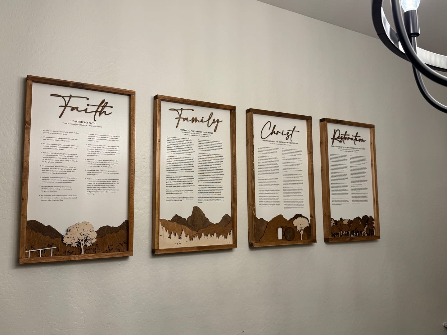 Customer photo review of 4-Piece Framed LDS Proclamation Signs With Beautiful Multi-layered Scenes
